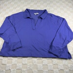 Athleta Women's Long Sleeve Collared Crop‎ Top Blue Large